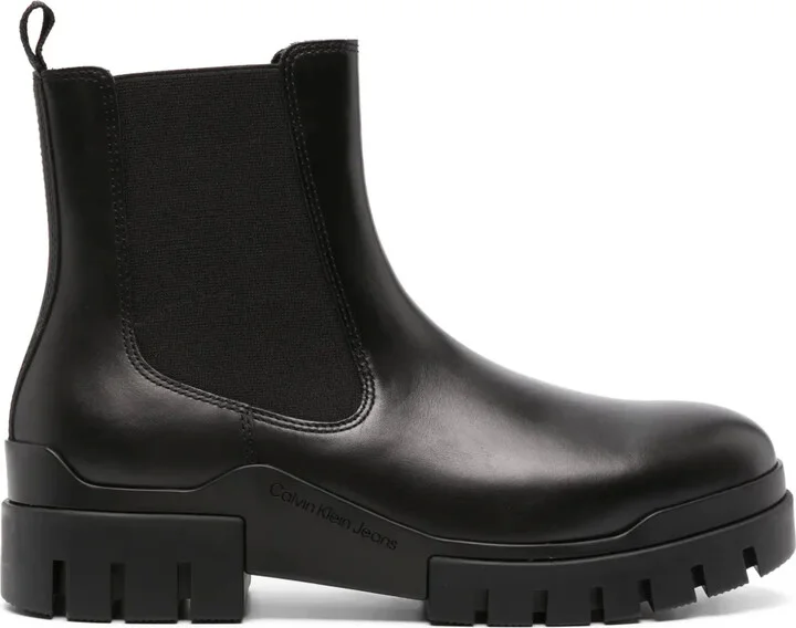 leather chunky Chelsea boots