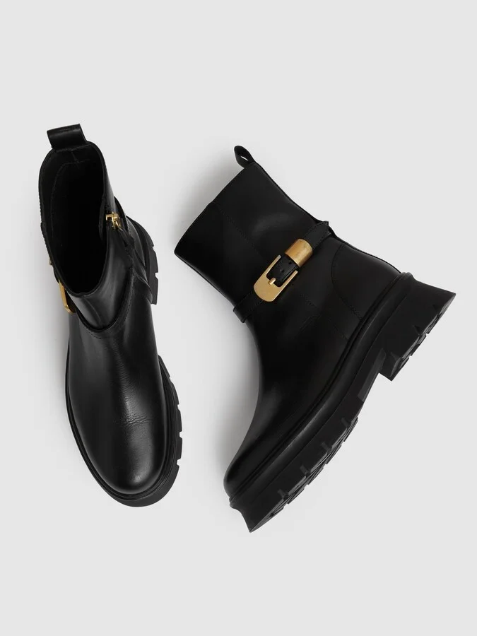 Leather Cleated Ankle Boots - Image 3