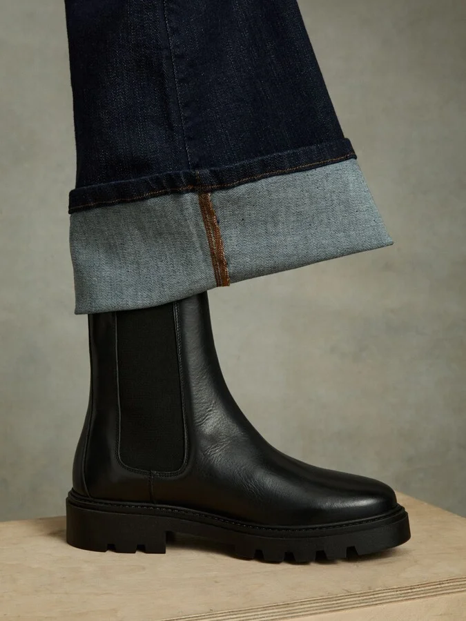 Leather Cleated Sole Chelsea Boots - Image 2