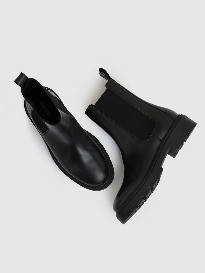 Leather Cleated Sole Chelsea Boots - Image 3