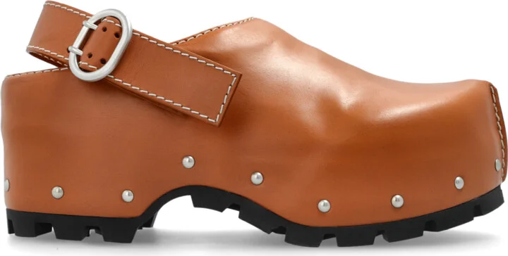 Leather Clogs, , - Brown