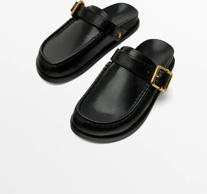 Leather Clogs With Buckle - Image 3