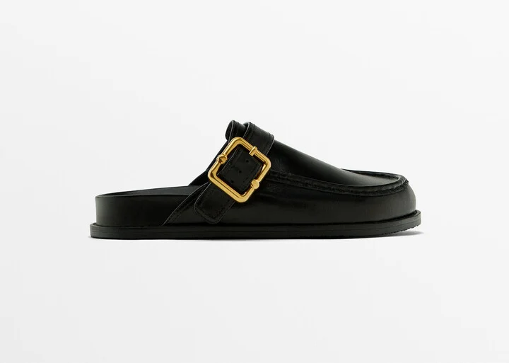 Leather Clogs With Buckle