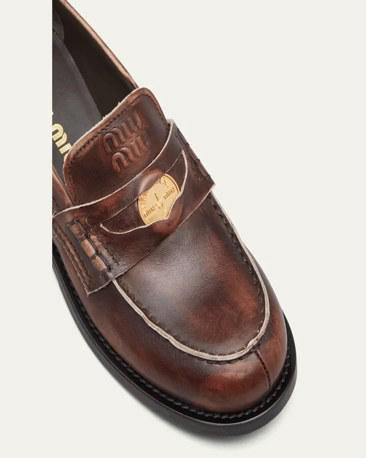 Leather Coin Penny Loafers - Image 4