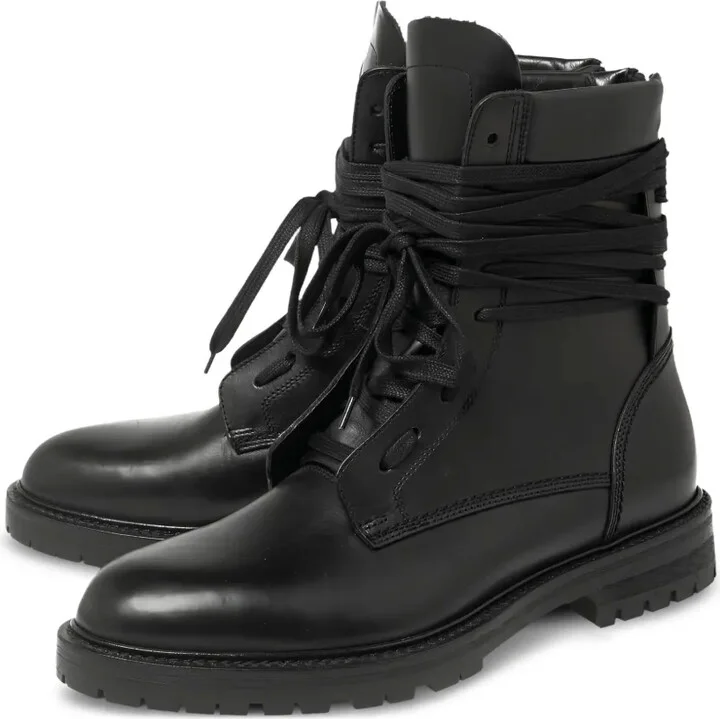 Leather Combat Boots - Image 4
