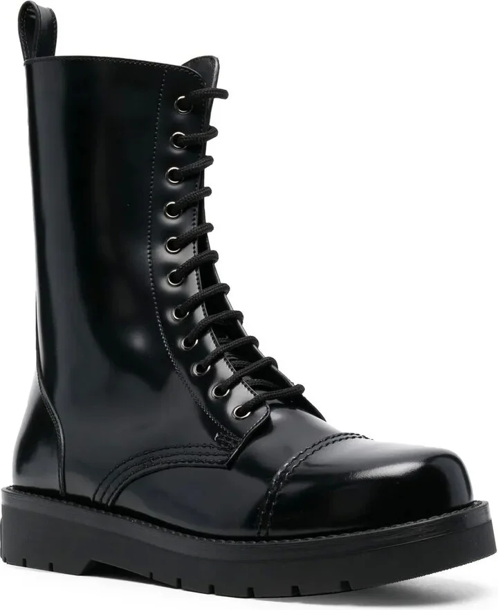 Leather Combat Boots - Image 2