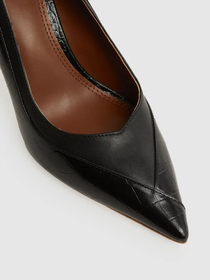 Leather Contrast Court Shoes - Image 5