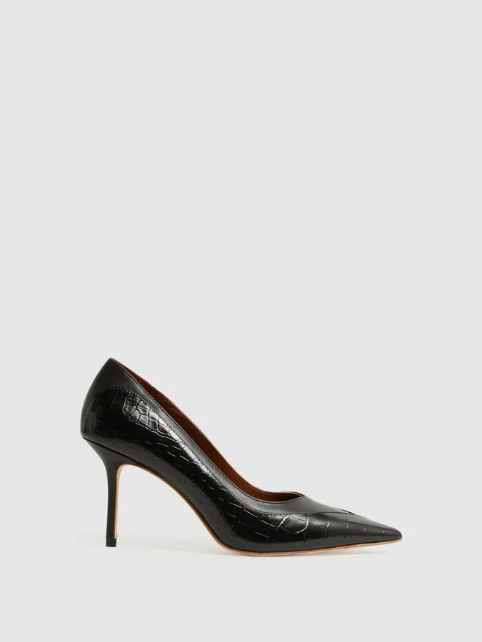 Leather Contrast Court Shoes