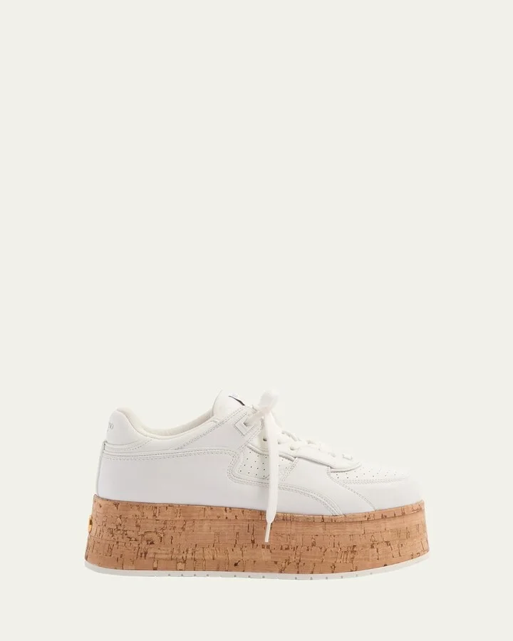 Leather Cork Platform Sneakers