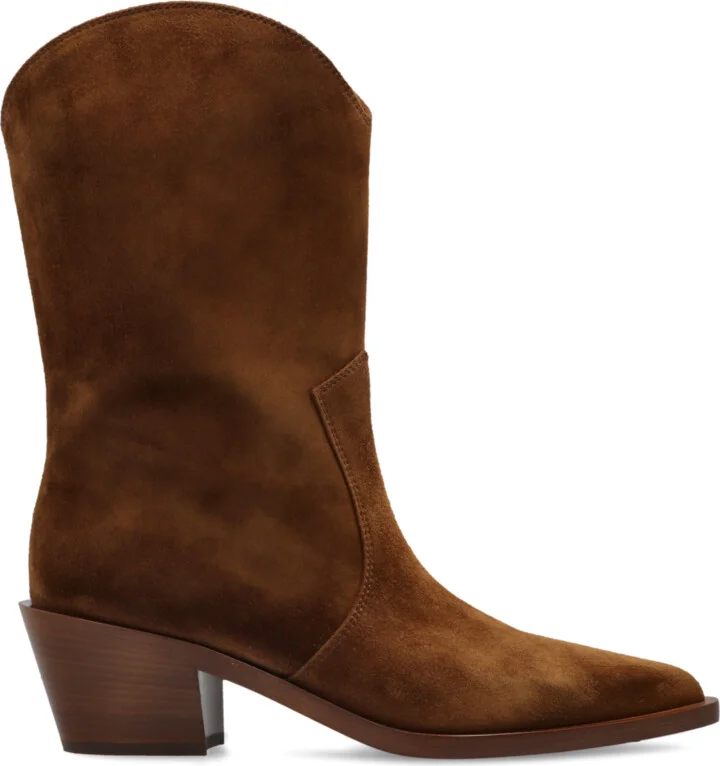 Leather Cowboy Boots, , - Brown