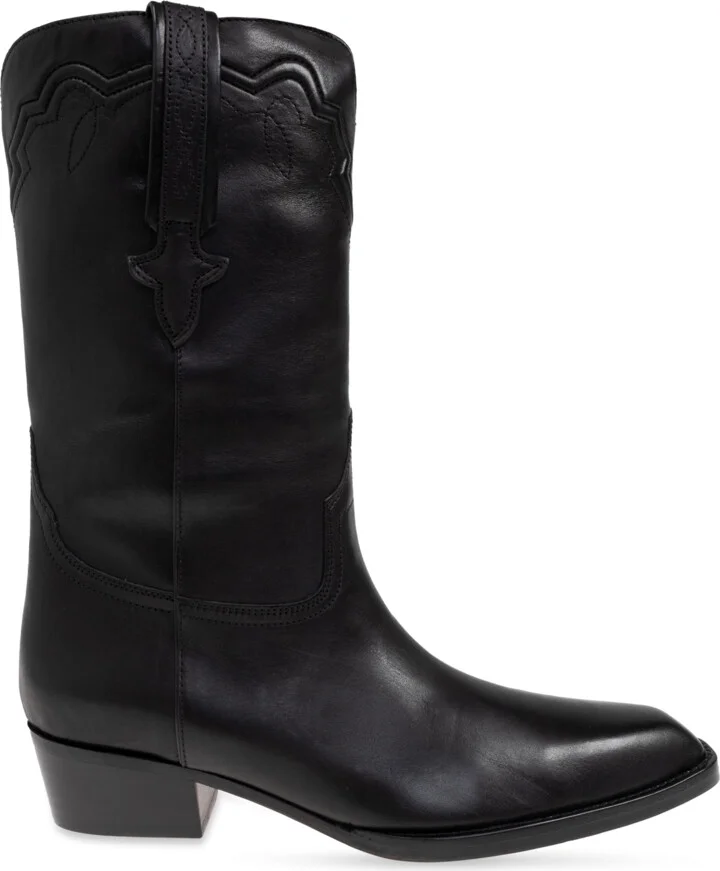 Leather Cowboy Boots Hilda, , - Black