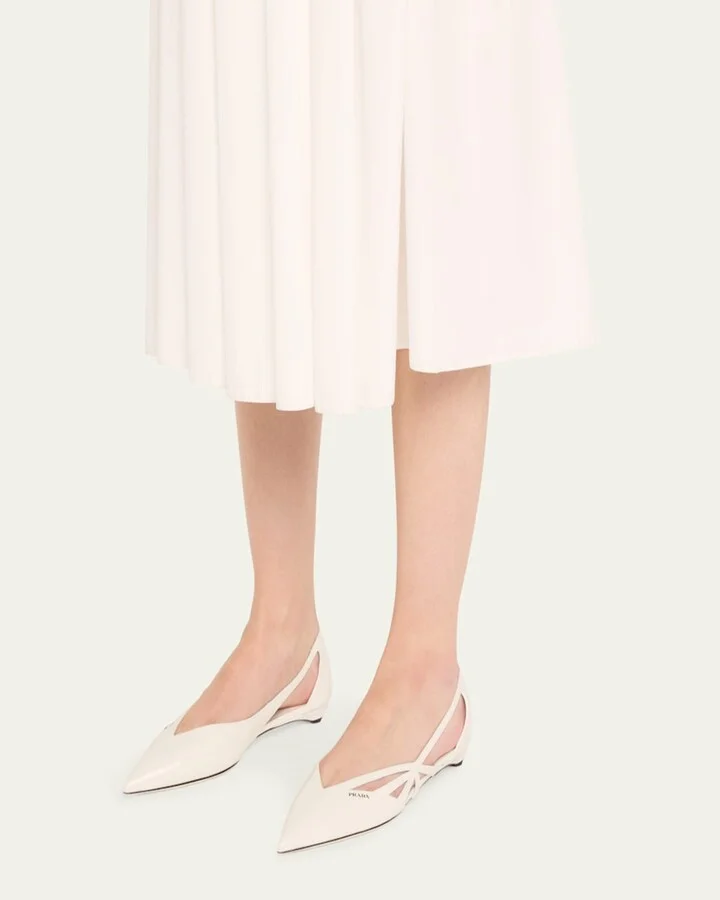 Leather Crisscross Cutout Ballerina Flats - Image 3