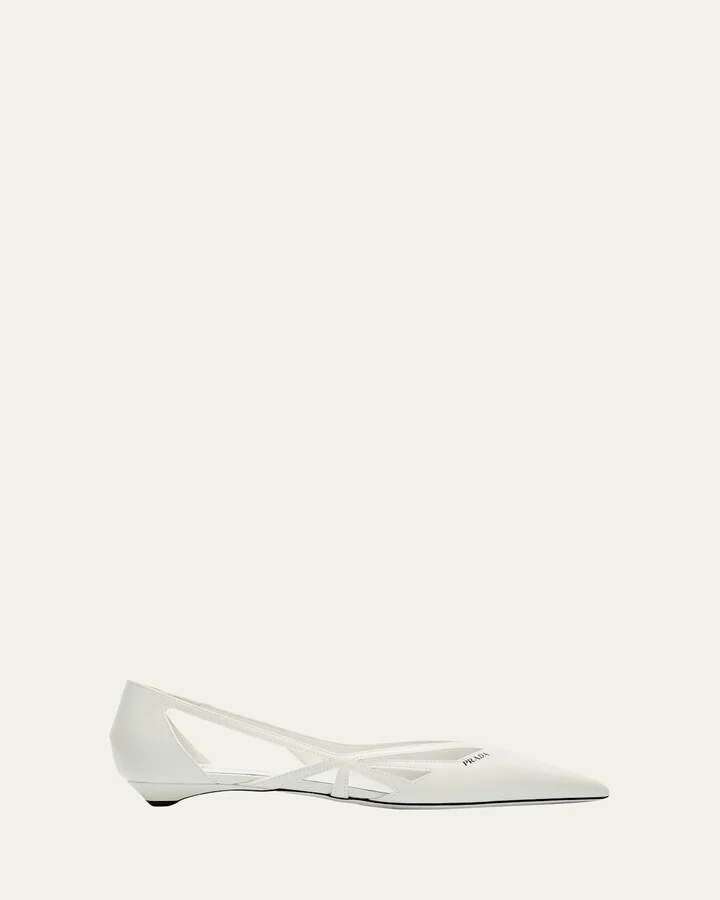 Leather Crisscross Cutout Ballerina Flats