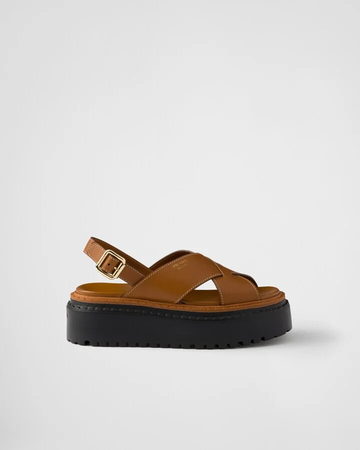 Leather crisscross sandals - Image 2
