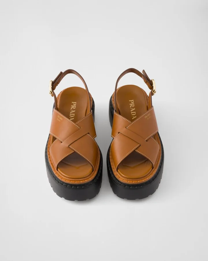 Leather crisscross sandals - Image 3