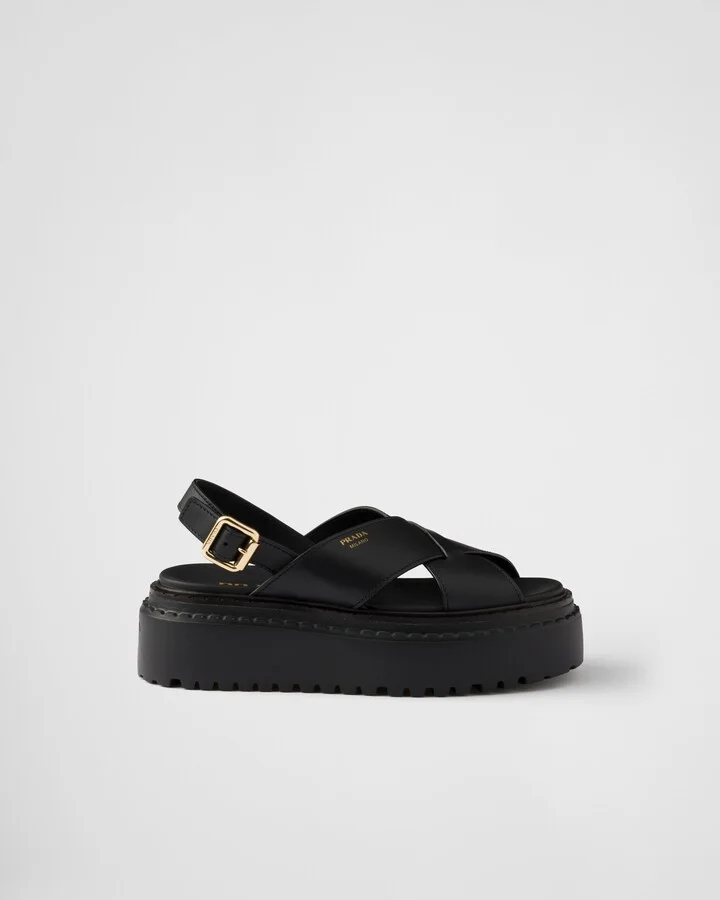Leather crisscross sandals - Image 2