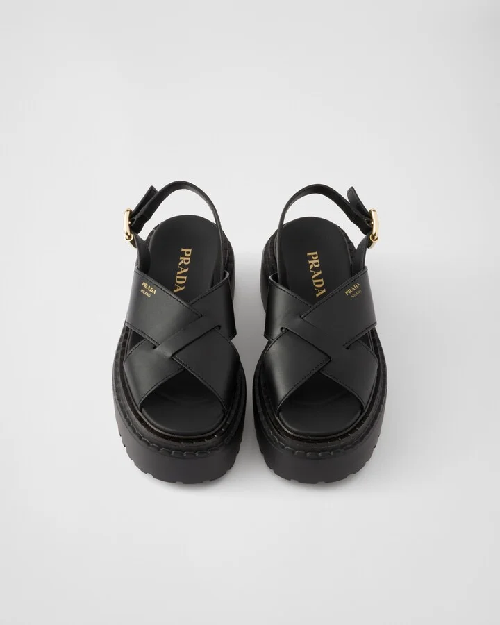 Leather crisscross sandals - Image 3