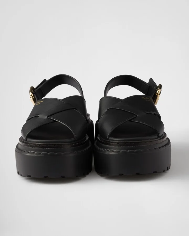Leather crisscross sandals - Image 5