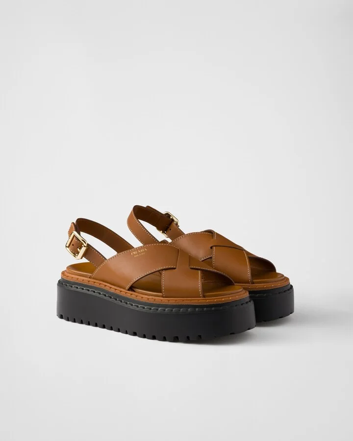 Leather crisscross sandals