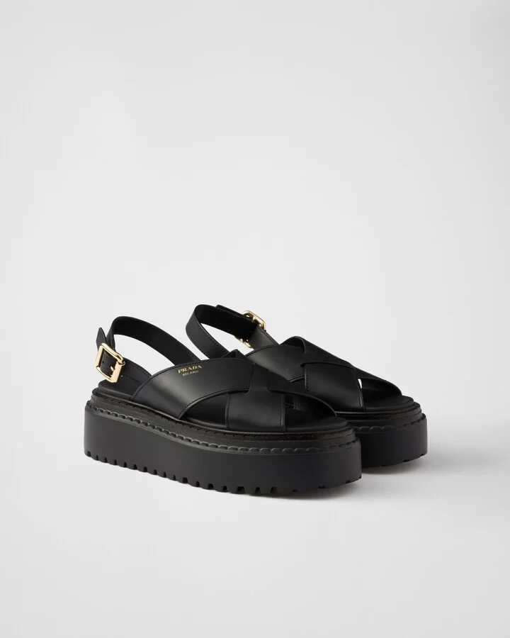 Leather crisscross sandals