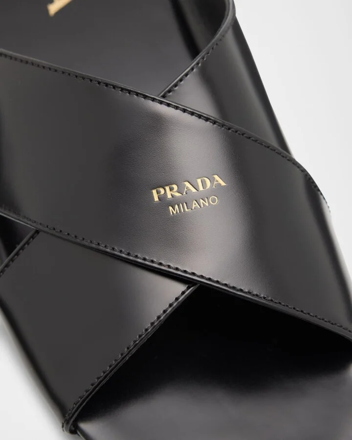 Leather Crisscross Slide Sandals - Image 3