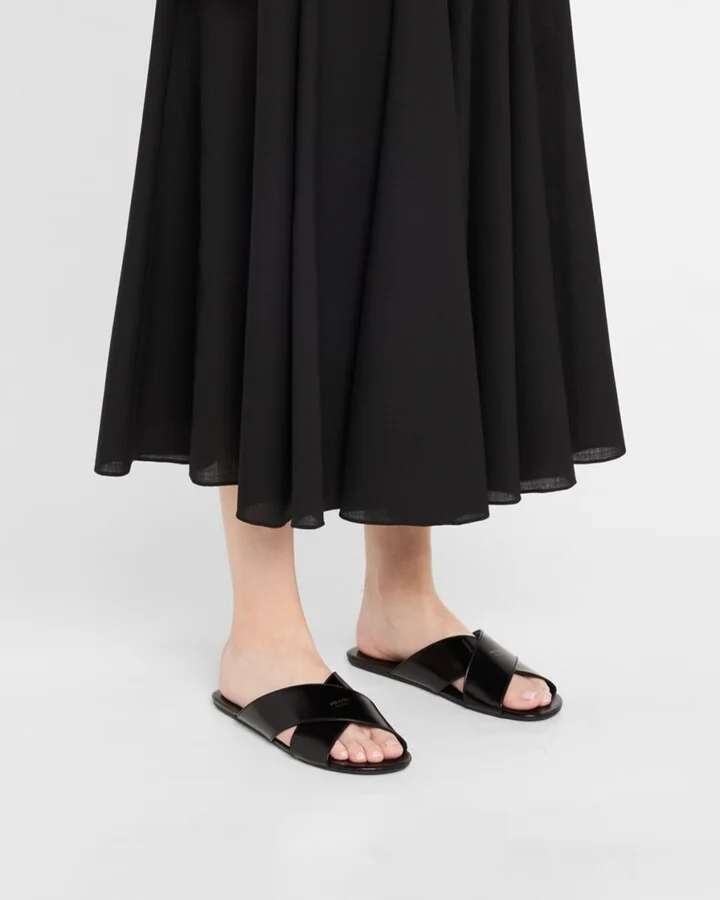 Leather Crisscross Slide Sandals - Image 5