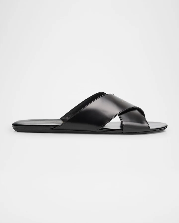 Leather Crisscross Slide Sandals