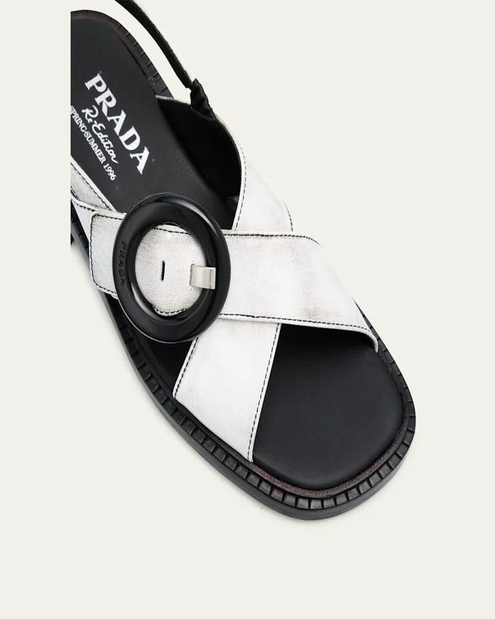Leather Crisscross Slingback Sandals - Image 5
