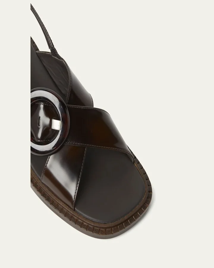 Leather Crisscross Slingback Sandals - Image 9