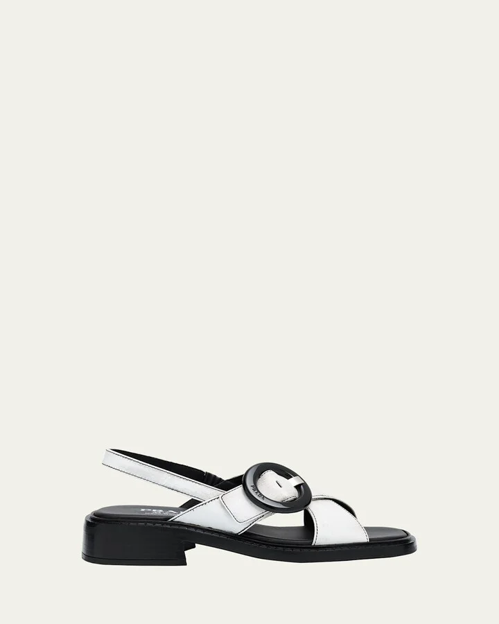 Leather Crisscross Slingback Sandals