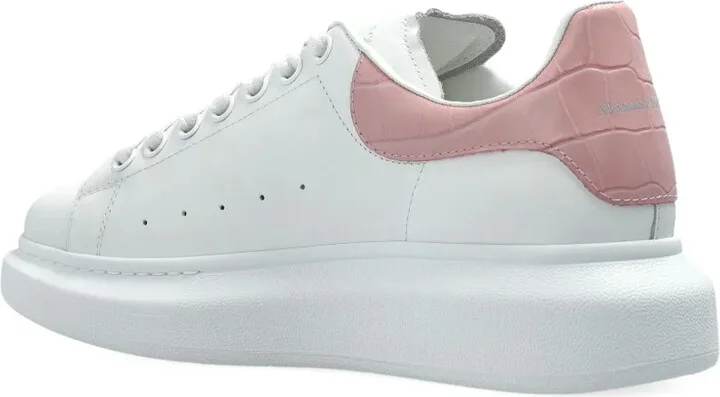 Leather Crocodile-Effect Heel Sneakers - Image 3