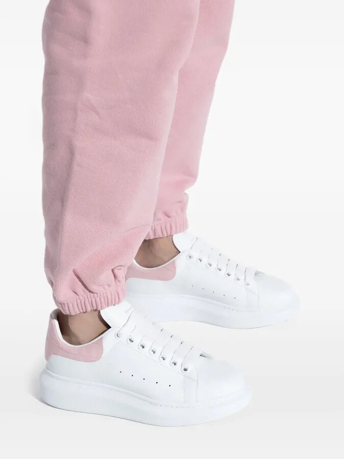 Leather Crocodile-Effect Heel Sneakers - Image 5