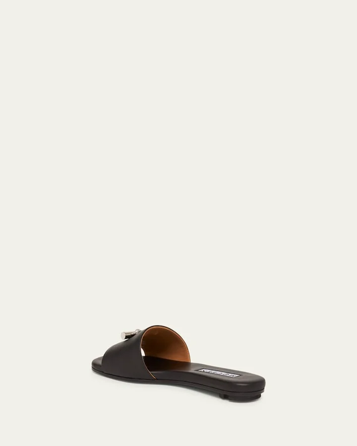 Leather Cross-Bar Slide Sandals - Image 4
