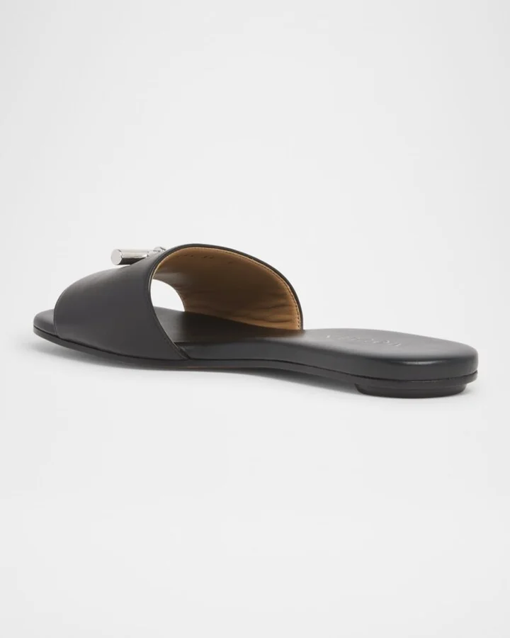 Leather Cross-Bar Slide Sandals - Image 2