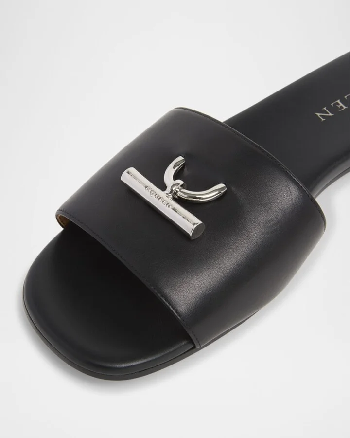 Leather Cross-Bar Slide Sandals - Image 9