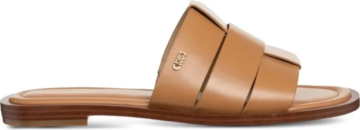 Leather Cross-Strap Flat Sandals