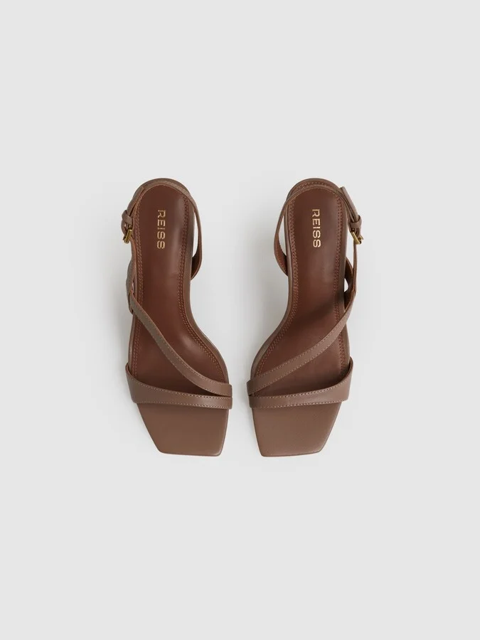 Leather Cross-strap Heeled Sandals - Image 3