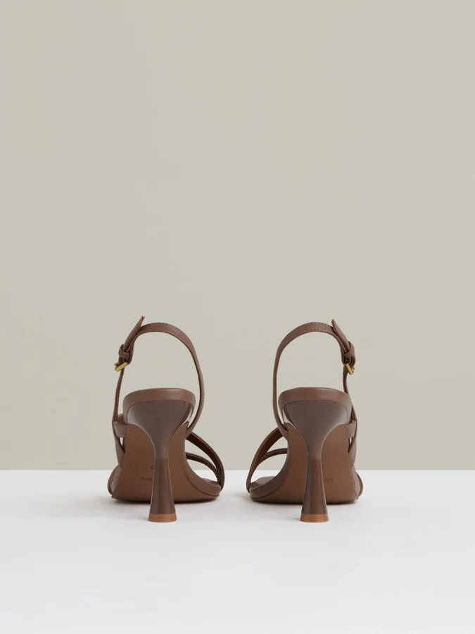 Leather Cross-strap Heeled Sandals - Image 4