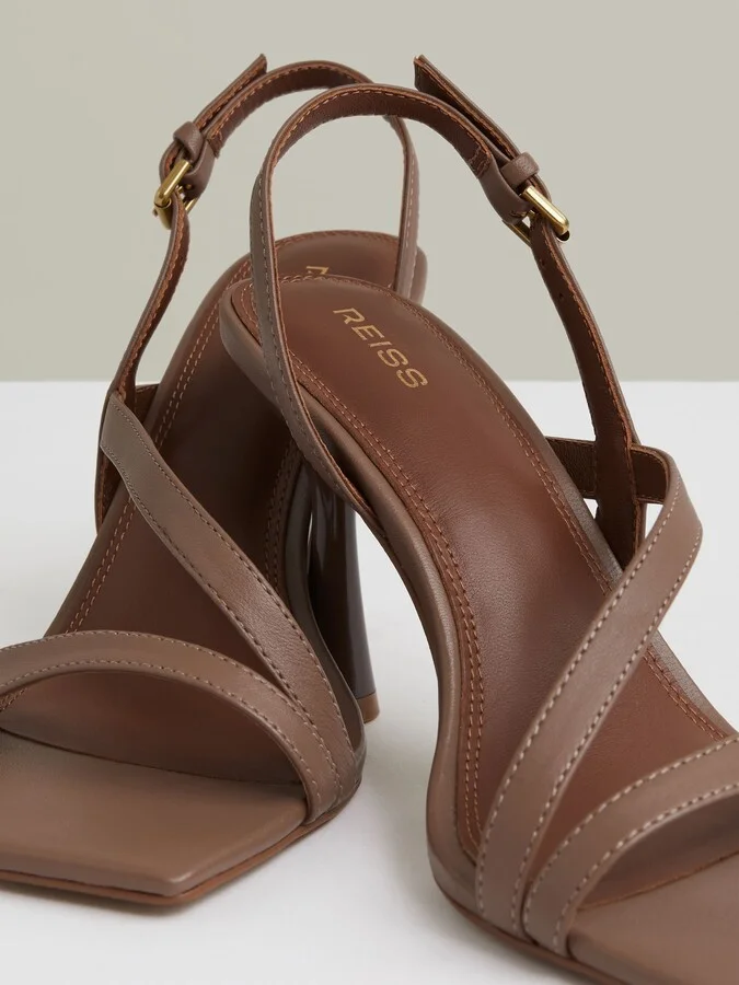 Leather Cross-strap Heeled Sandals - Image 5