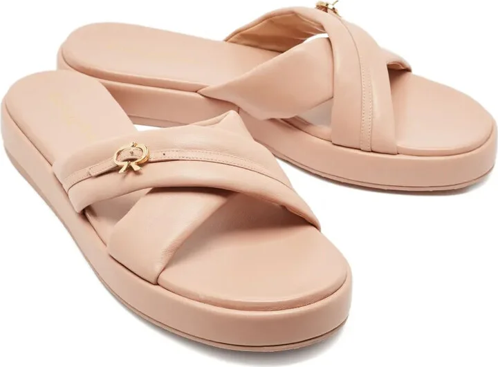Leather Cross-Strap Sandals - Image 2