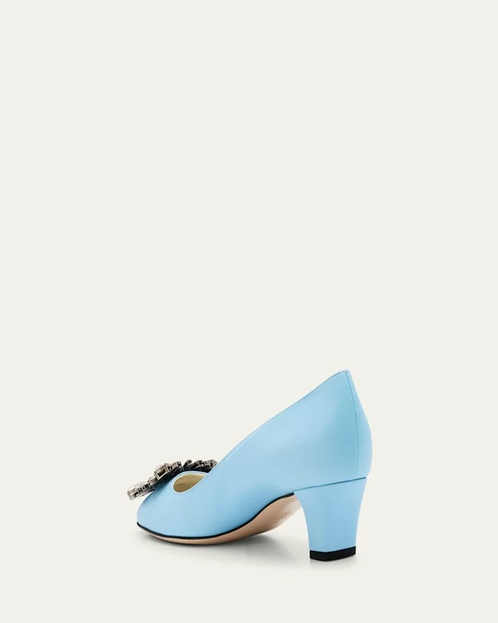 Leather Crystal Ornament Pumps - Image 3