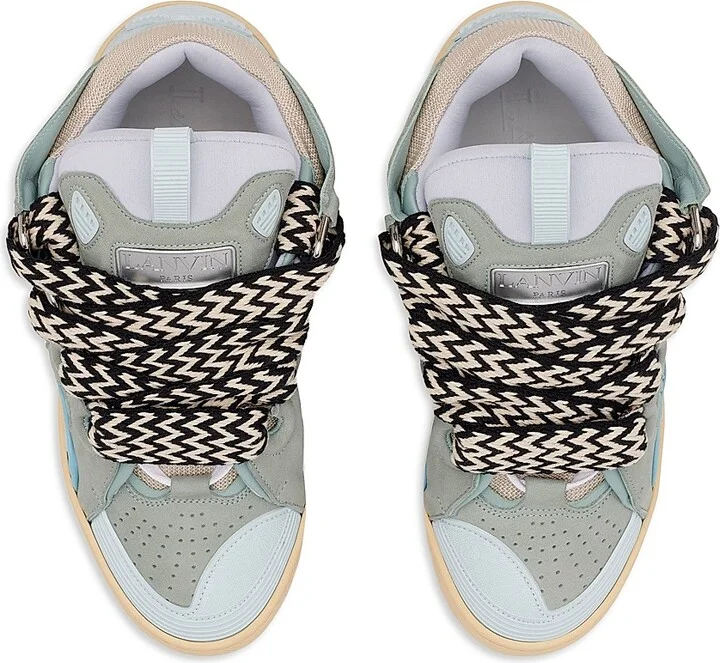 Leather Curb Sneakers - Pale Blue - Size 2 - Image 3