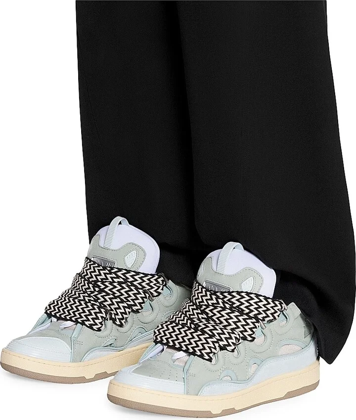 Leather Curb Sneakers - Pale Blue - Size 2 - Image 6