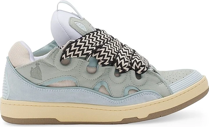 Leather Curb Sneakers - Pale Blue - Size 2