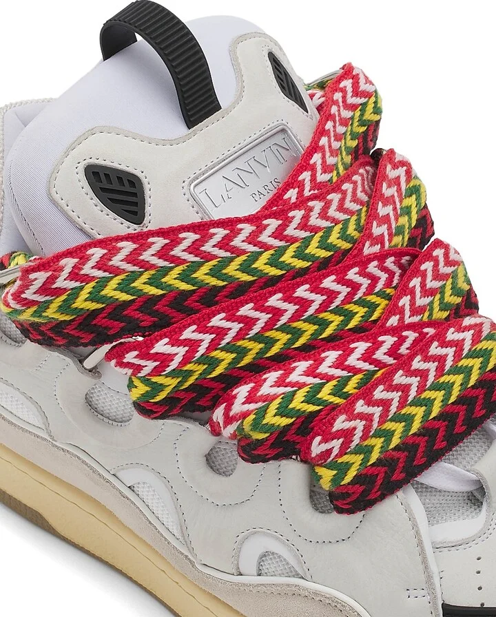 Leather Curb Sneakers - White - Size 2 - Image 5