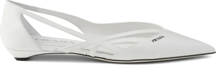 Leather Cut-Out Ballerina Shoes