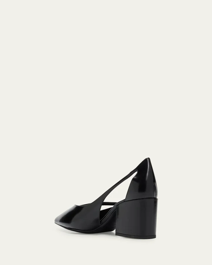 Leather Cutout Block-Heel Pumps - Image 3