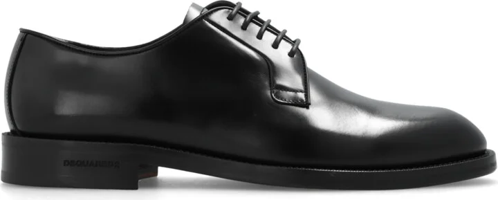 Leather Derby Shoes, , - Black