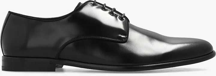 Leather Derby Shoes, , - Black