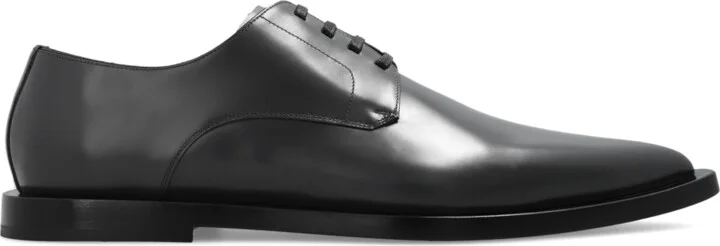 Leather Derby Shoes, , - Black